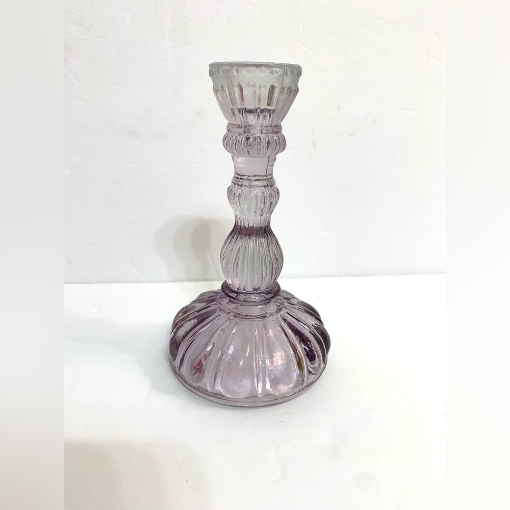 Lavender Glass Candlestick Holder